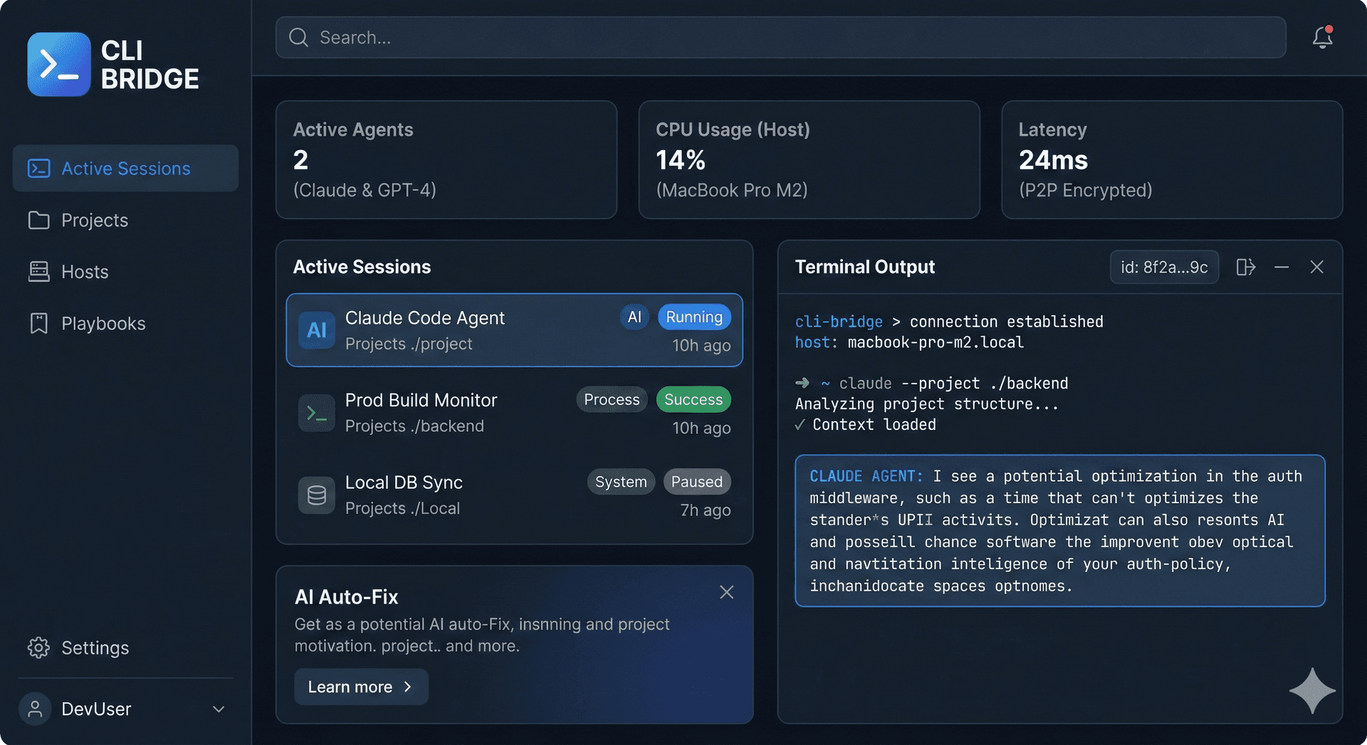 CliBridge Desktop Dashboard